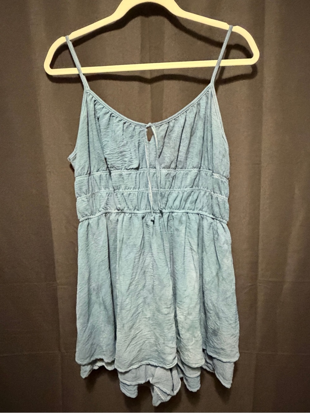 Tie-Dye Blue Romper Smocked Waist